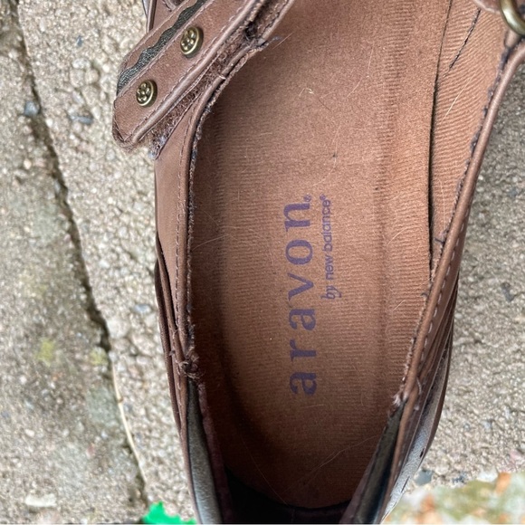 ARAVON Women’s Dolly Mary Jane Flat Brown Leather Size 8 - Picture 7 of 15